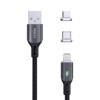 3 az 1-ben univerzális gyorstöltő/adat kábel (USB-C, Lightning, micro USB mágneses fejek) 5A, 2m (fekete)