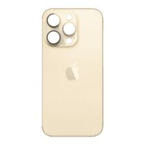Iphone 14 Pro Max üveg hátlap / akkumulátor fedél, logóval, nagy kamera kivágással, arany
