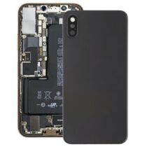 Iphone XS üveg hátlap / akkumulátor fedél, logóval, kamera házzal és lencsével (asztroszürke/fekete)