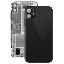 Iphone 11 üveg hátlap / akkumulátor fedél, logóval, nagy kamera kivágással, fekete