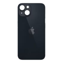 Iphone 14 üveg hátlap / akkumulátor fedél, logóval, nagy kamera kivágással, fekete