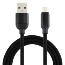 Micro USB erősített adat és gyorstöltő kábel, 3A, 1m, fekete