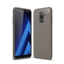 Samsung Galaxy J8 (2018), ütés és karcálló, karbon mintás szilikon tok, szürke