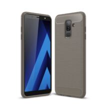 Samsung Galaxy A6 Plus (2018), ütésálló, karbon mintás szilikon tok, szürke