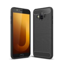 Samsung Galaxy J7 Duo, ütés és karcálló, karbon mintás szilikon tok, fekete