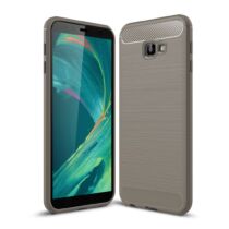 Samsung Galaxy J4 Core / J4 Plus, ütésálló, karbon mintás szilikon tok, szürke