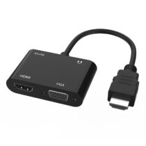 HDMI (apa) - HDMI (anya) és VGA (anya) jelátalakító adapter kábel