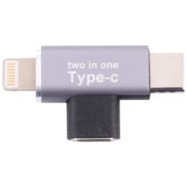 USB-C (Type-C, anya) - USB-C (Type-C, apa) - iphone Lightning (apa) "T" átalakító adapter