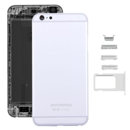 Iphone 6s plus hátlap / akkumulátor fedél, logóval, kamera lencsével, Sim kártya tartóval és oldalgombokkal (ezüst)