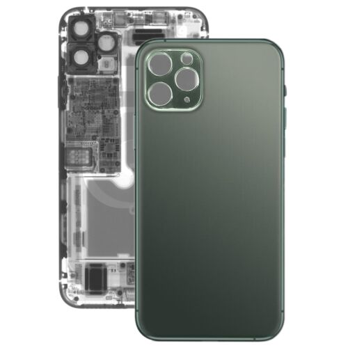 Iphone 11 Pro üveg hátlap / akkumulátor fedél, logóval, nagy kamera kivágással, éjzöld (midnight green)