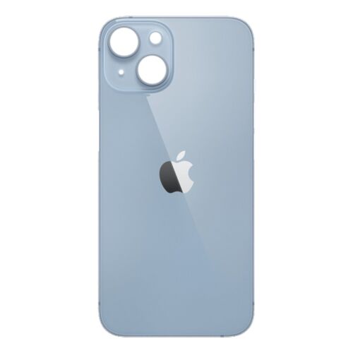 Iphone 14 üveg hátlap / akkumulátor fedél, logóval, nagy kamera kivágással, kék