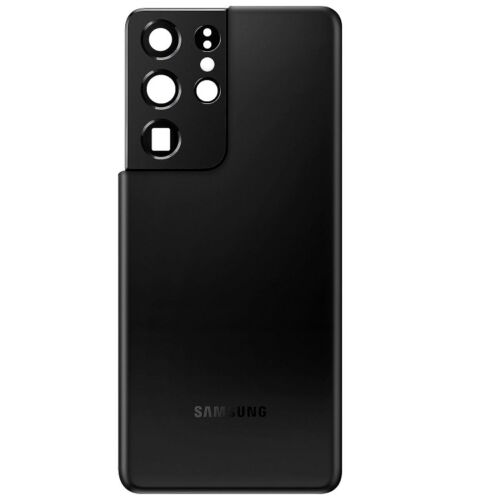 Samsung Galaxy S21 Ultra hátlap / akkumulátor fedél, ragasztóval, logóval, kamera üveggel, fekete