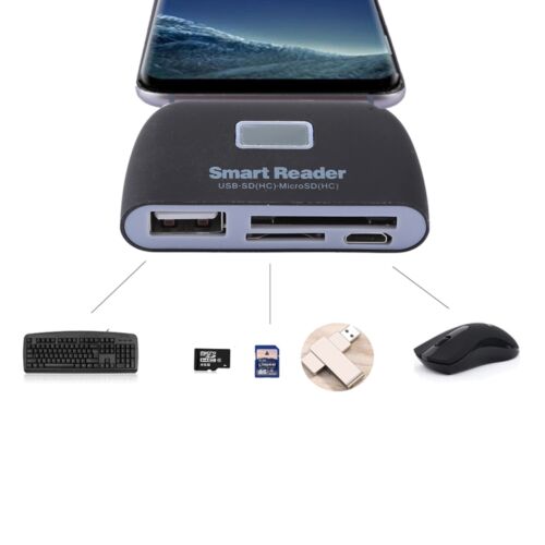 4 az 1-ben kártyaolvasó és eszközkezelő (micro SD + SD + USB 2.0 + Micro USB) micro USB OTG csatlakozással (fekete)