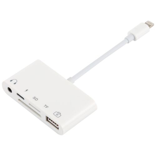 Apple/Iphone lightning (apa) multifunkciós adapter (micro SD/TF, SD, 3.5mm Jack, USB-C, USB 2.0 csatlakozások)