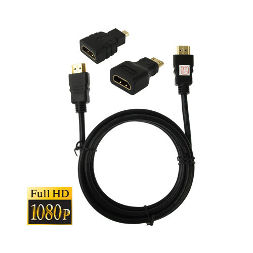 3 az 1 ben HDMI kábel csomag átalakítókkal (1.5m HDMI kábel,  HDMI - mini és mico HDMI átalakítók)